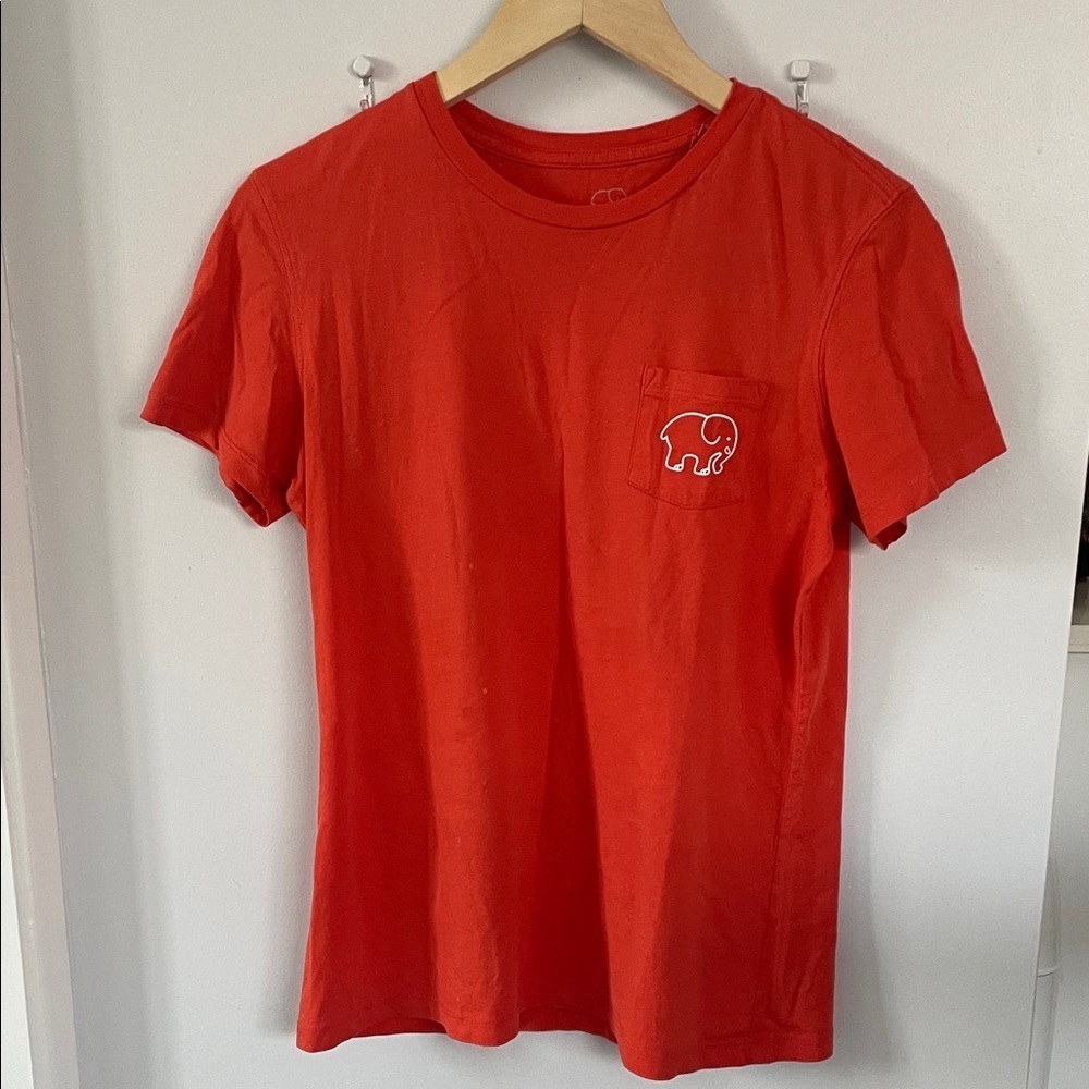 Ivory Ella Red Short Sleeve Tee with Elephant Pocket